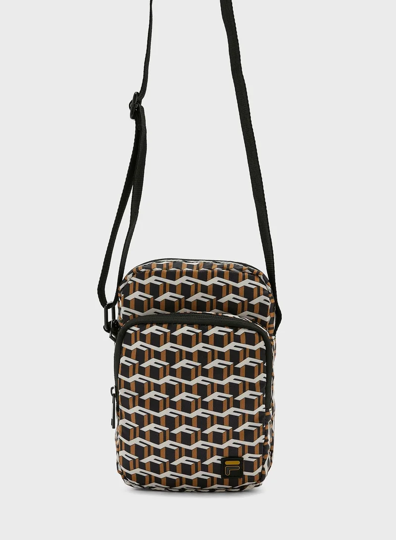 FILA Gold F-Box Monogram Cross Body Bag