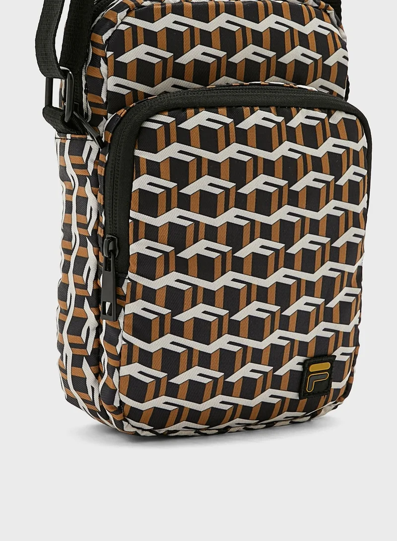 FILA Gold F-Box Monogram Cross Body Bag