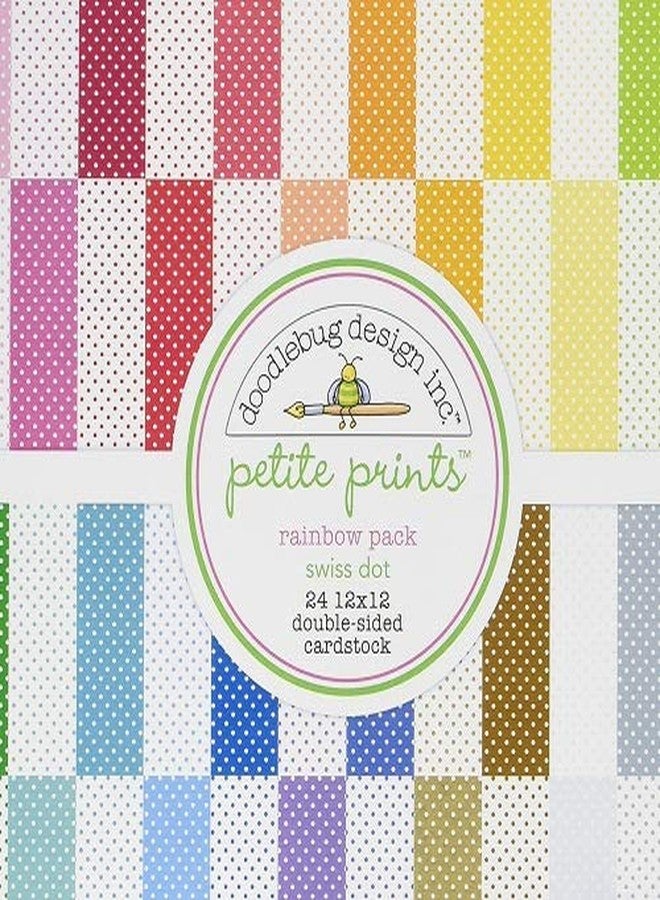 Doodlebug 5076 Petite Swiss Dot Cardstock (24 Pack), 12" x 12", Rainbow, Assorted - Image 2
