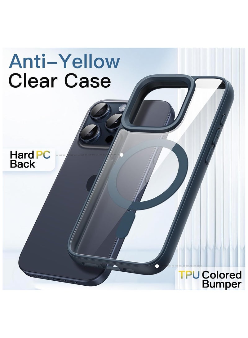 Denx Magnetic Case for iPhone 14 Pro [Shockproof & Slim] Clear Hard Back Cover with high-Grade Protection | Dark Blue  - Image 3