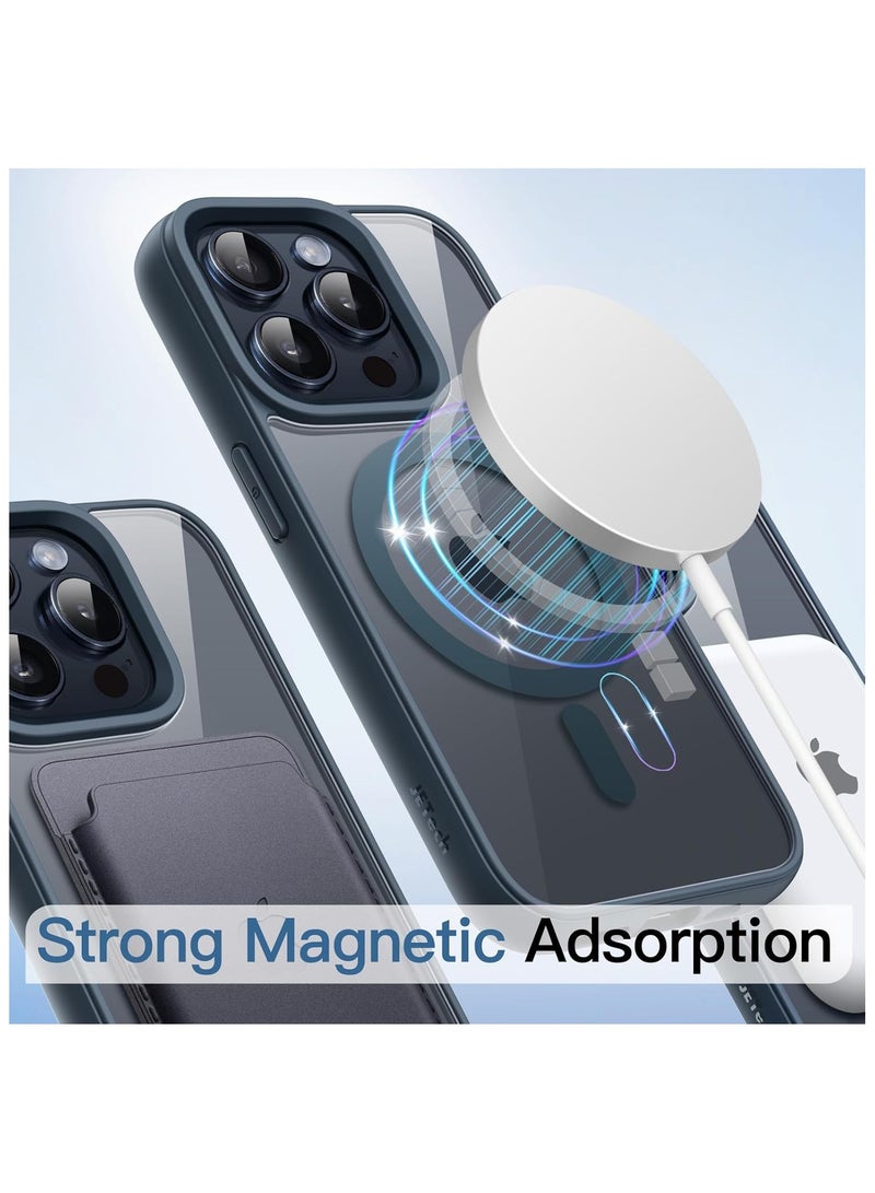 Denx Magnetic Case for iPhone 14 Pro [Shockproof & Slim] Clear Hard Back Cover with high-Grade Protection | Dark Blue  - Image 4