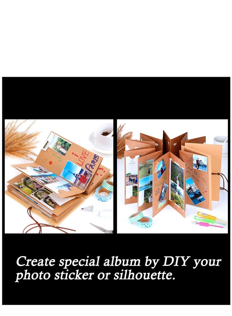 KASTWAVE Scrapbooks Hardcover Photo Albums 4 x 6 Inch Photos Hand Made Kraft Paper for DIY Scrapbooking Anniversary Sketchbook Wedding Gifts - Image 4