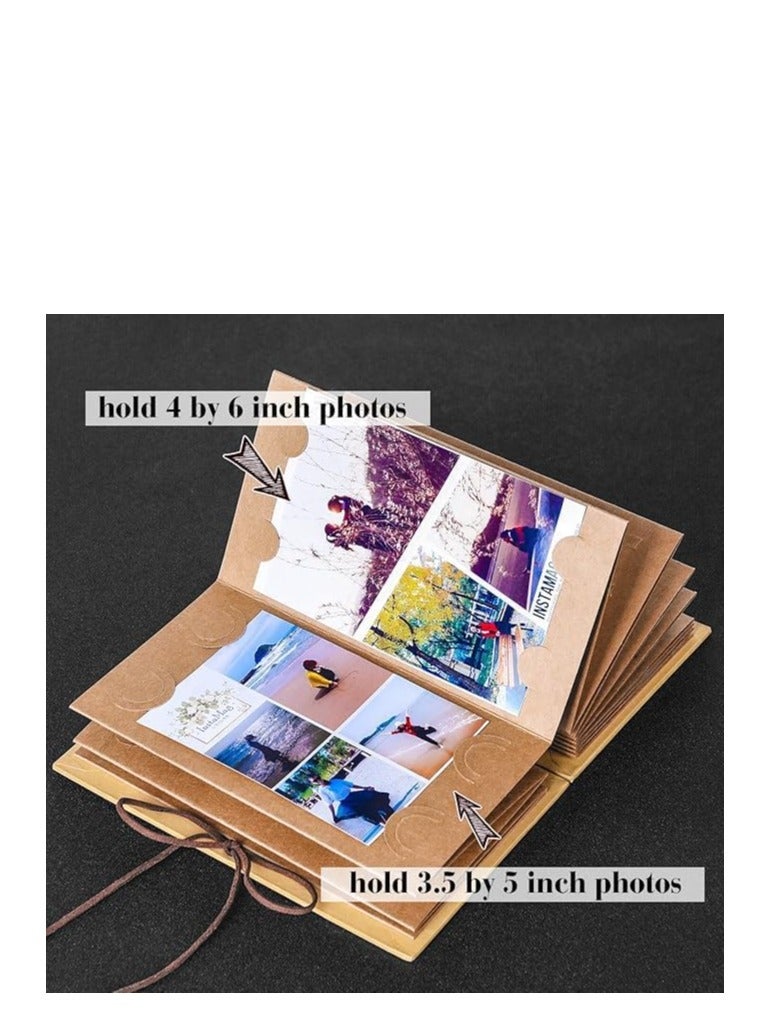 KASTWAVE Scrapbooks Hardcover Photo Albums 4 x 6 Inch Photos Hand Made Kraft Paper for DIY Scrapbooking Anniversary Sketchbook Wedding Gifts - Image 3