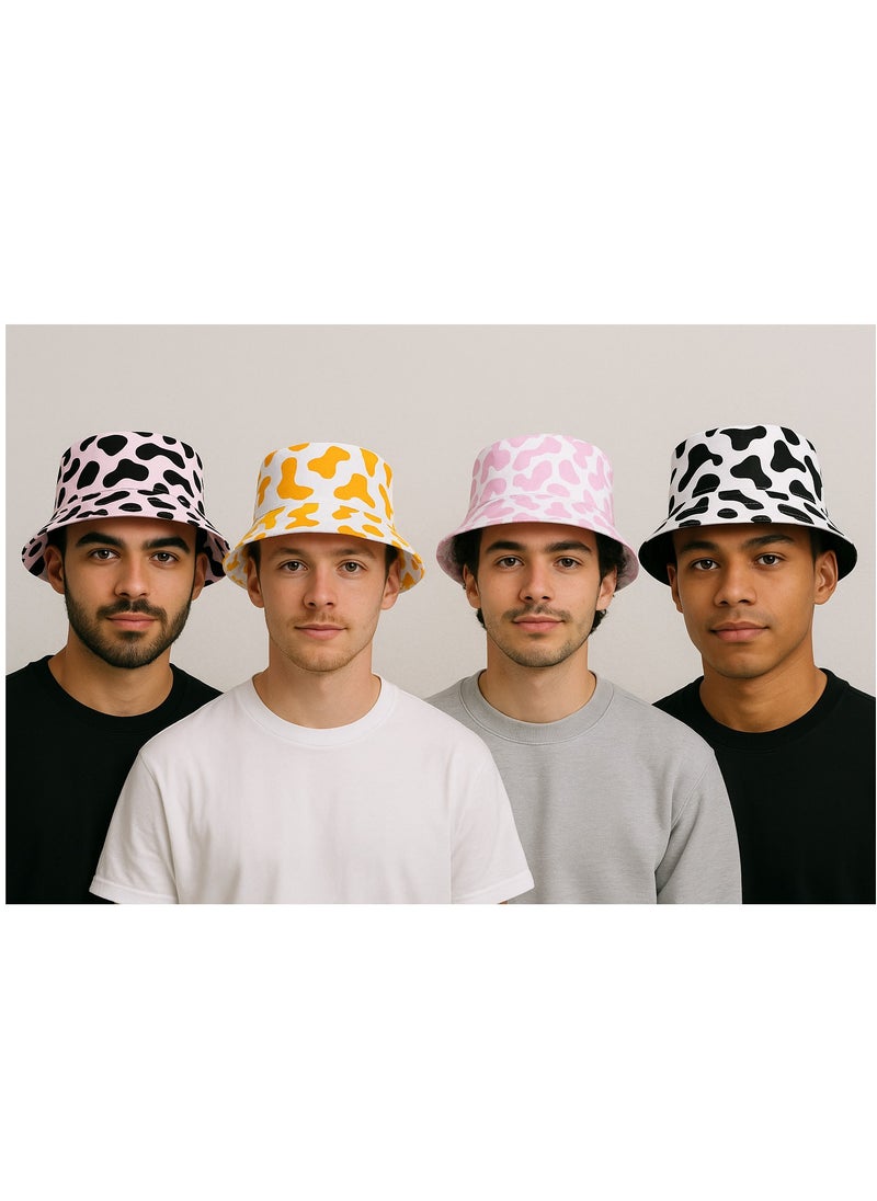 GoodBuy - Double face foldable cow pattern sun unisex bucket travel hat - Image 1