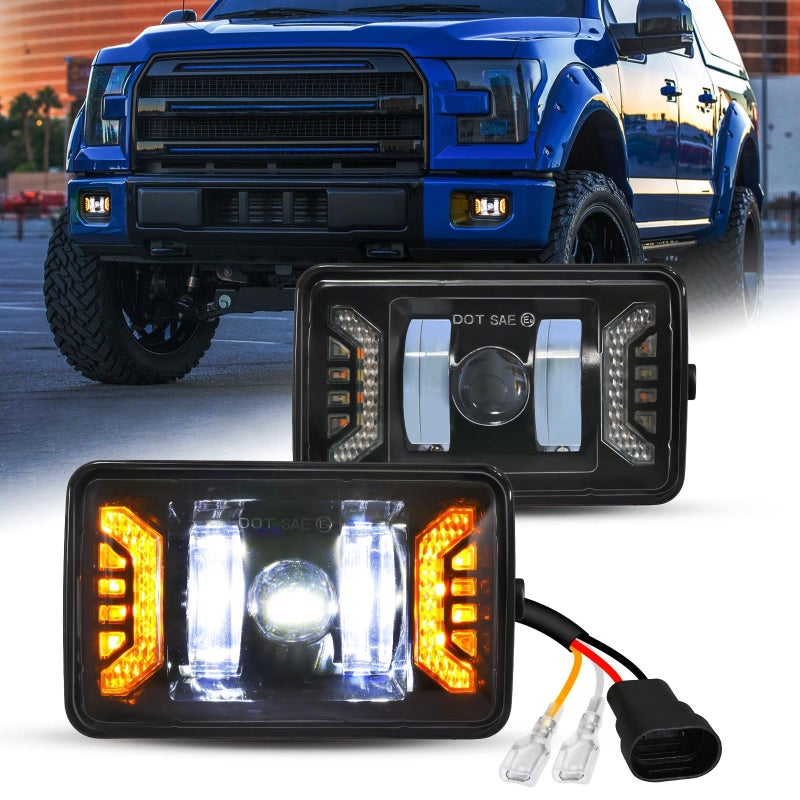 Auxbeam New Upgraded LED Fog Lights Lamp for Ford F150 2015-2020, 50W 200% Brighter with DRL&Turn Signal Waterproof Assembly Kit DOT Approved - Black - Image 1