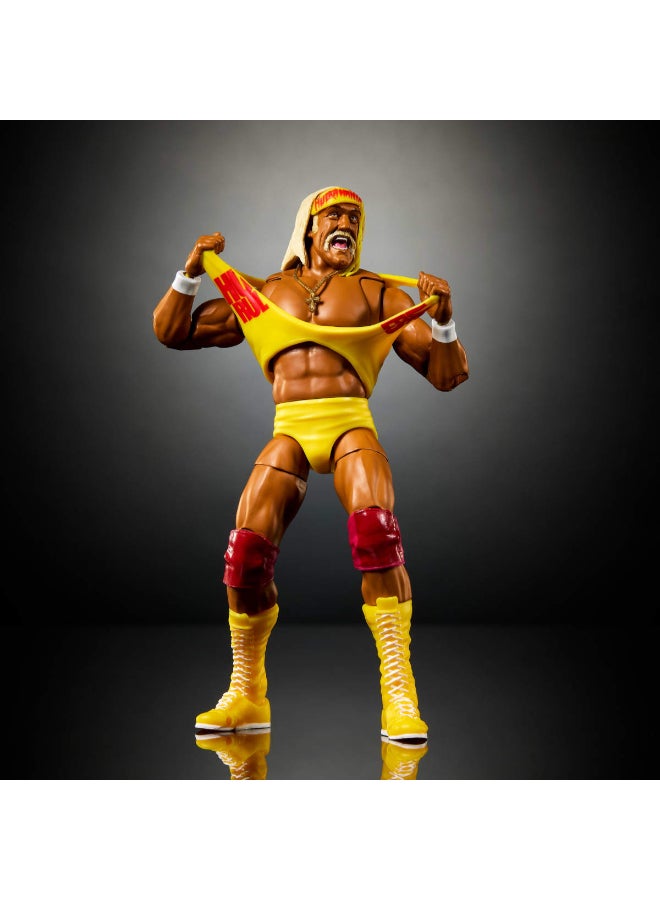 WWE Mattel WWE Ultimate Edition Action Figure & Accessories Set, Hulk Hogan 6-inch Collectible with Swappable Heads & Hands, 30 Articulation Points​​​ - Image 4