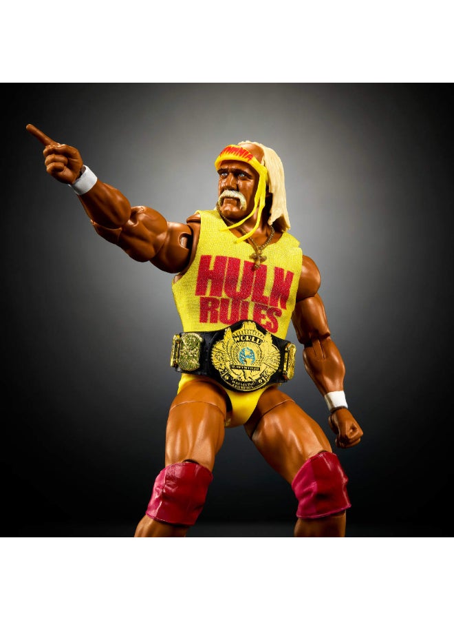 WWE Mattel WWE Ultimate Edition Action Figure & Accessories Set, Hulk Hogan 6-inch Collectible with Swappable Heads & Hands, 30 Articulation Points​​​ - Image 3