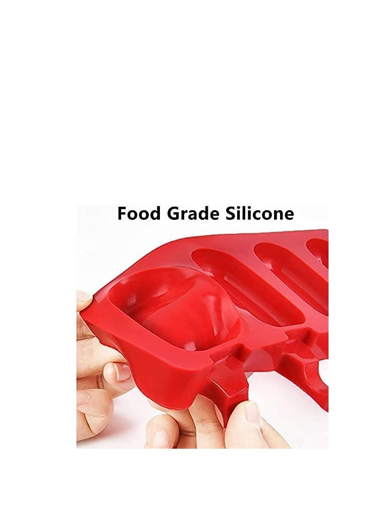 KASTWAVE - 2 Pack Silicone Popsicle Moulds, Reusable 4 Cavities Homemade Ice Pop Moulds Red Oval, cake pop moulds with 40 Wooden Sticks for DIY Ice Popsicle, Easy Release Ice Pop Moulds - Image 1