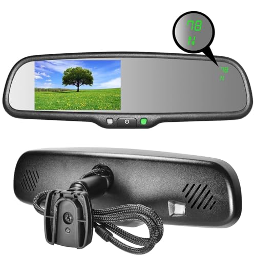Master Tailgaters 10.5" OEM Rear View Mirror with 4.3" LCD Screen + Compass & Temperature | Rearview Universal Fit Mount | Auto Adjusting Brightness LCD | Anti Glare | Full Original Mirror Replacement - Image 1