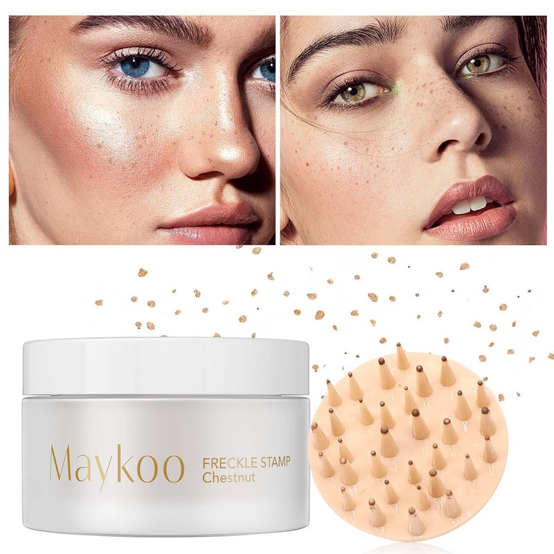 Freckle Stamp Natural Like Freckle Pen Makeup Fake Freckles Cushion Waterproof Long Lasting Quick Dry Get Sunkissed Stars Makeup Freckle in One Press Chestnut 15g