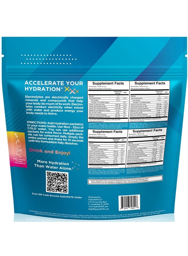 NatureWorks HydroMATE Electrolytes Powder Packets Low Carb Hydration Accelerator Drink Mix Party Relief Plus Vitamin C Variety Pack 16 Sticks - Image 4