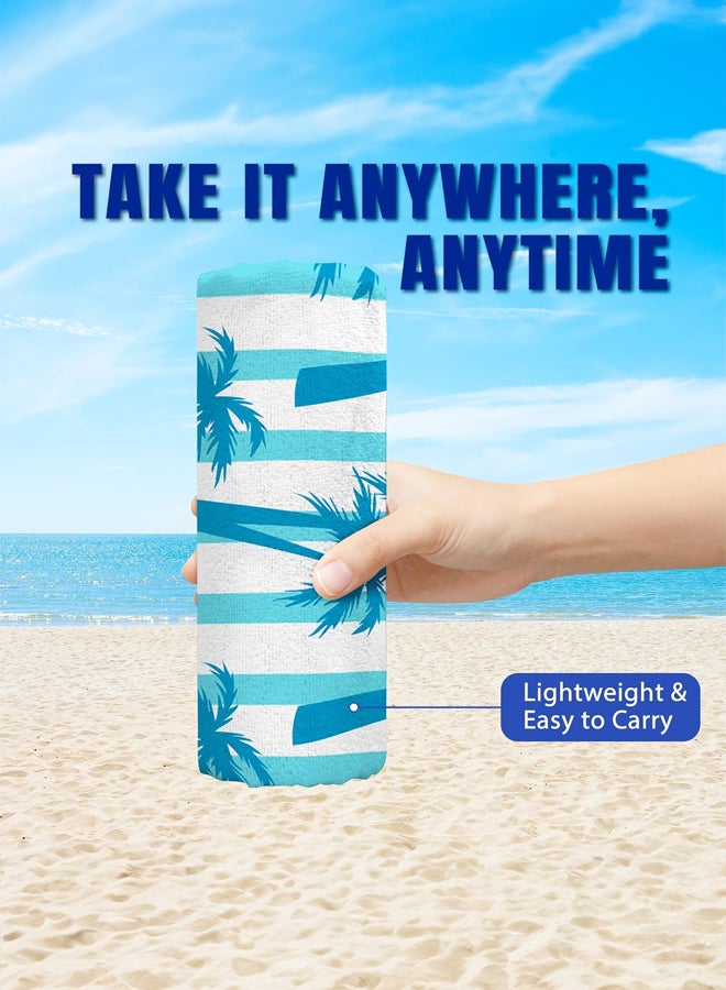 شبيلي منشفة شاطئ كبيرة جدًا من الميكروفايبر مقاومة للرمال وسريعة الجفاف، فاخرة قابلة للغسل في الغسالة وخفيفة الوزن تُلَفّ بسهولة، فائقة الامتصاص بحجم كبير للبالغين والأطفال للشاطئ والسباحة والسفر - Image 4