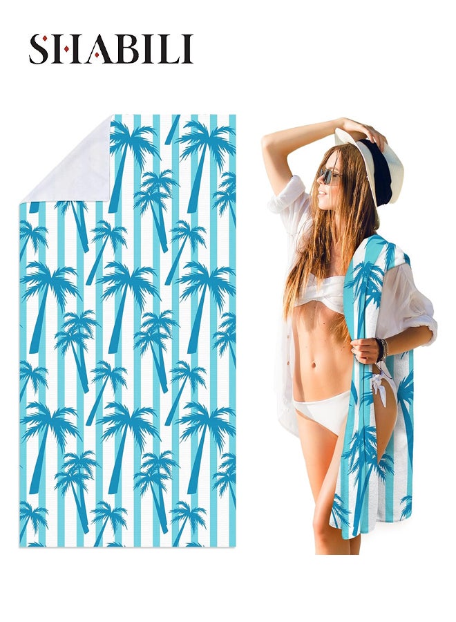 شبيلي منشفة شاطئ كبيرة جدًا من الميكروفايبر مقاومة للرمال وسريعة الجفاف، فاخرة قابلة للغسل في الغسالة وخفيفة الوزن تُلَفّ بسهولة، فائقة الامتصاص بحجم كبير للبالغين والأطفال للشاطئ والسباحة والسفر - Image 1