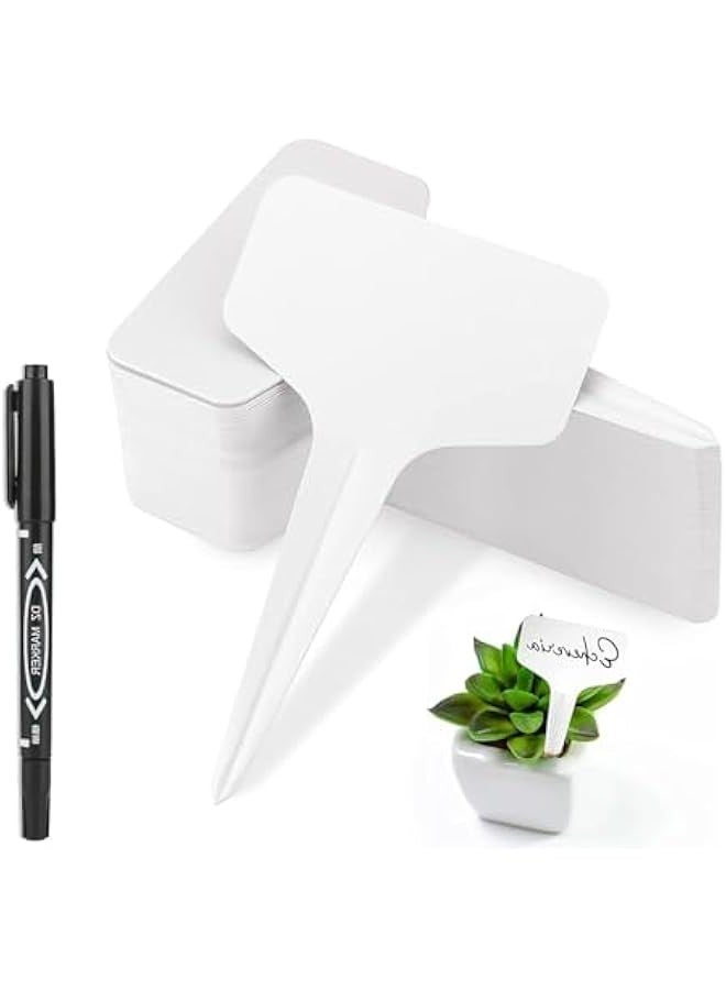 TRASSLE 100Pcs Plastic Plant Labels,Garden Labels,Waterproof Plant Tags,Seed Nags, Plant Markers for Outdoor Garden,White Garden Tags, Plant Name Tags, Vegetable Gardening Tags with Bonus a Pen - Image 1