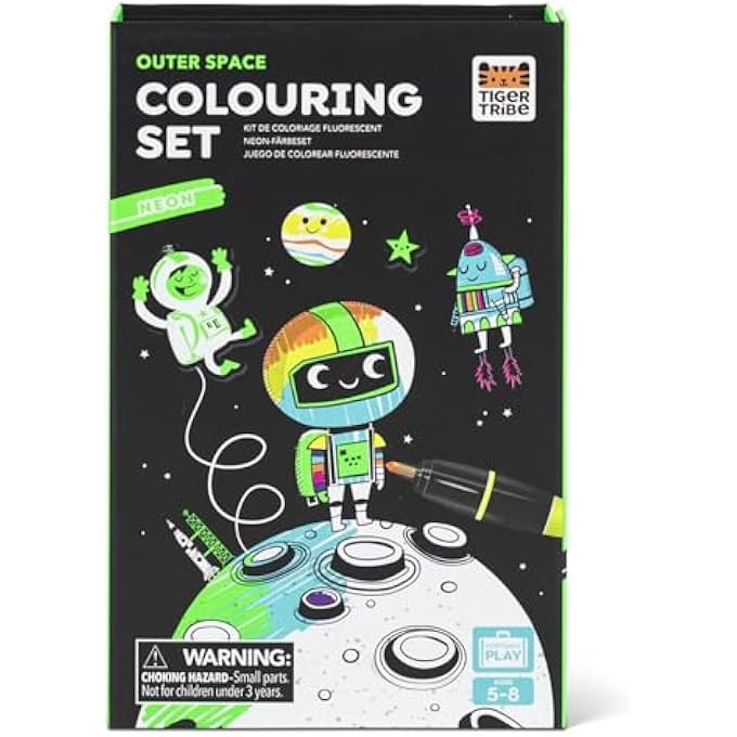 Tiger Tribe NEON COLOURING SET OUTER SPACE BABY & TODDLER TOYS COLOURING SETS JAM -PACKED WITH ACTIVITIES AND MAGNETIC FLAP TO KEEP CONTENTS SAFELY STORED DESIGNED FOR EASY PORTABLE PLAY, 5+ YEARS - Image 2