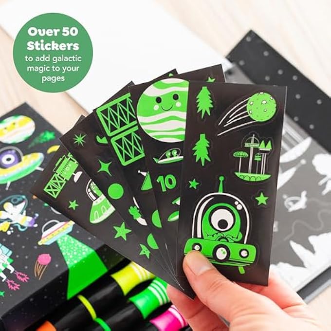 Tiger Tribe NEON COLOURING SET OUTER SPACE BABY & TODDLER TOYS COLOURING SETS JAM -PACKED WITH ACTIVITIES AND MAGNETIC FLAP TO KEEP CONTENTS SAFELY STORED DESIGNED FOR EASY PORTABLE PLAY, 5+ YEARS - Image 5
