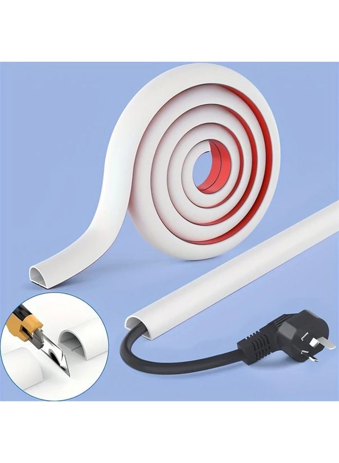 أخفي حائط أبيض 9 قدم سلك ذاتي اللصق غطاء كابل قناة مرنة PVC لإخفاء الأسلاك - Image 1