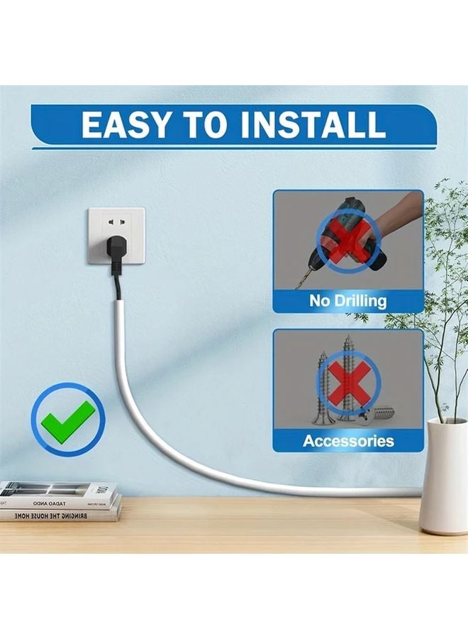 أخفي حائط أبيض 9 قدم سلك ذاتي اللصق غطاء كابل قناة مرنة PVC لإخفاء الأسلاك - Image 5