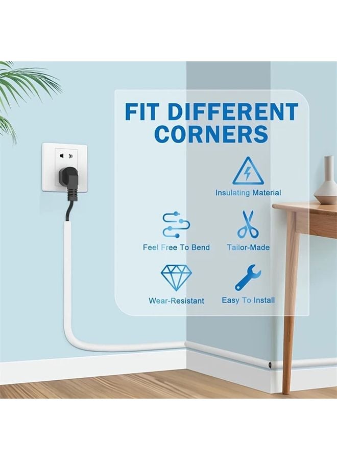 أخفي حائط أبيض 9 قدم سلك ذاتي اللصق غطاء كابل قناة مرنة PVC لإخفاء الأسلاك - Image 4