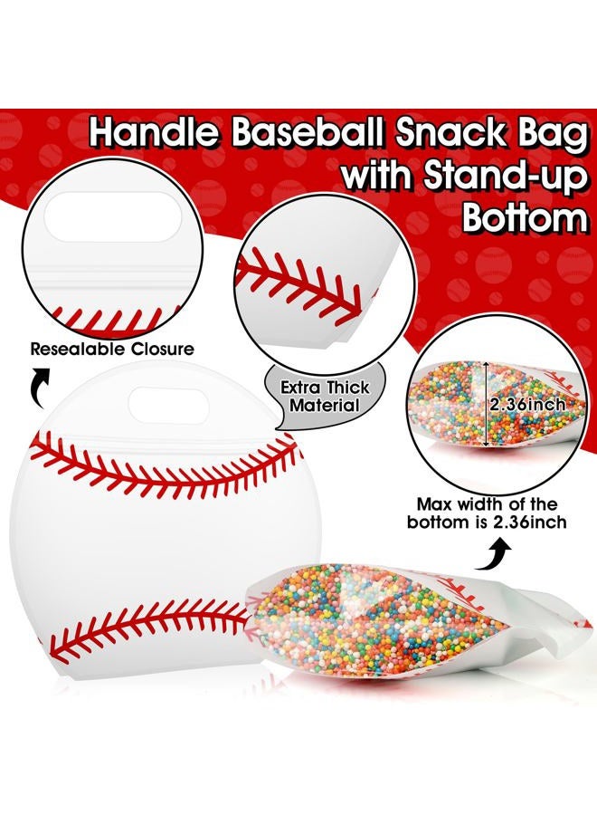 AKAIXI 24pcs Baseball Candy Bags with Handles Reusable Sealed Treat Bags, Stand-up Bottom Snack Bags for Baseball Coach Sport Team and Baseball Mom, Party Favor Birthday Gifts Supplies - Image 3