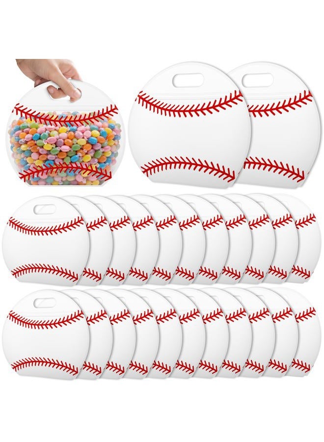 AKAIXI 24pcs Baseball Candy Bags with Handles Reusable Sealed Treat Bags, Stand-up Bottom Snack Bags for Baseball Coach Sport Team and Baseball Mom, Party Favor Birthday Gifts Supplies - Image 1