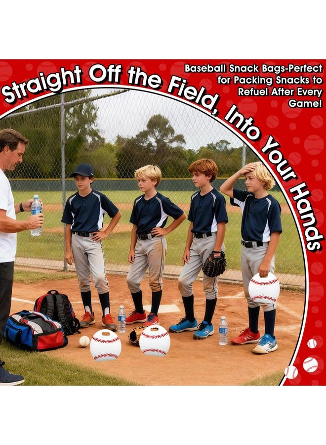 AKAIXI 24pcs Baseball Candy Bags with Handles Reusable Sealed Treat Bags, Stand-up Bottom Snack Bags for Baseball Coach Sport Team and Baseball Mom, Party Favor Birthday Gifts Supplies - Image 4