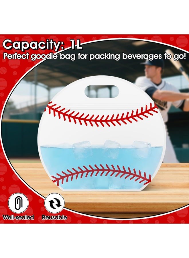 AKAIXI 24pcs Baseball Candy Bags with Handles Reusable Sealed Treat Bags, Stand-up Bottom Snack Bags for Baseball Coach Sport Team and Baseball Mom, Party Favor Birthday Gifts Supplies - Image 5
