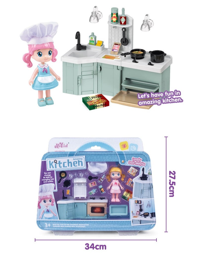 AROAQ Mini House Furniture Set, durable plastic dollhouse furniture set, role-playing parent-child interactive game, Miniature Doll House Accessories for children, (6303A small bedroom) - Image 3