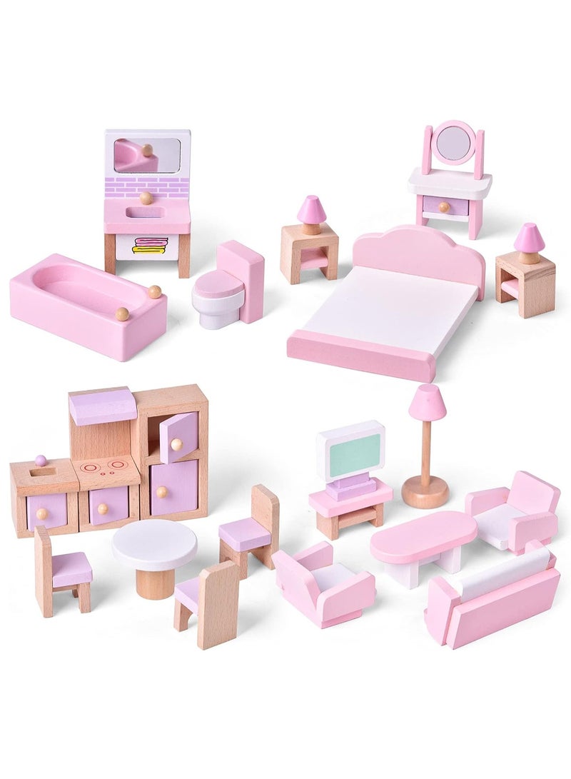 AROAQ Mini House Furniture Set, durable plastic dollhouse furniture set, role-playing parent-child interactive game, Miniature Doll House Accessories for children, (6303A small bedroom) - Image 4