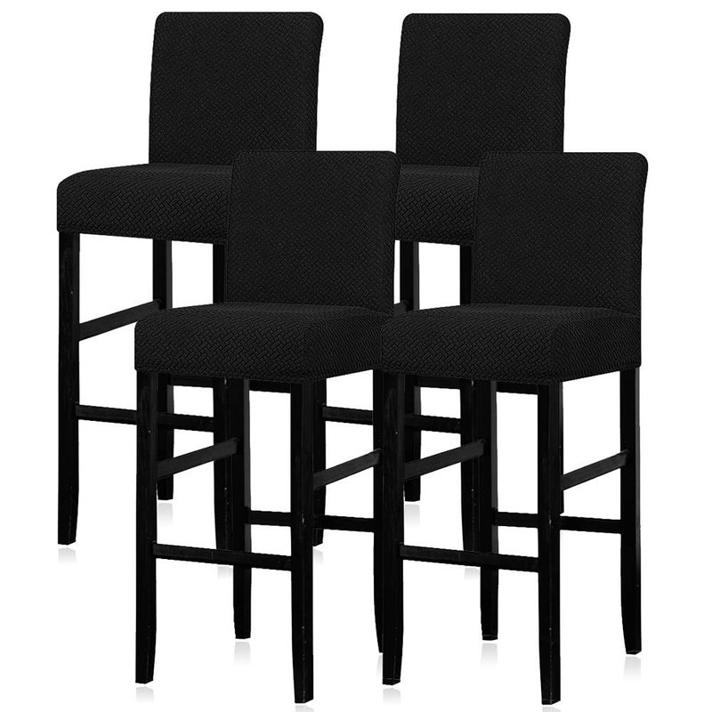 Lellen Lellen Bar Stool Covers Set of 4Stretch Washable Barstool Seat Covers Removable Bar Chair Covers with BacksCounter Height Bar Stool Chair Covers for Kitchen Dining Room CafeBlack 