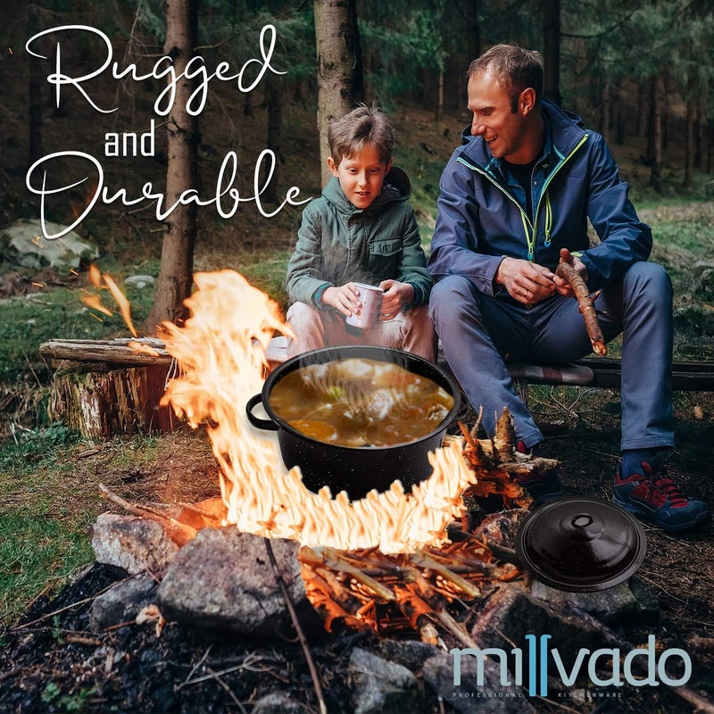 Millvado Granite 12 Qt Stockpot, Nonstick Soup Pot With Lid, Speckled Enamel Ware Cookware, Large Stock Pot For Boiling and Cooking, Big Granite Cooking Pot for Stovetop, Campfire, Outdoor Stove - Image 3