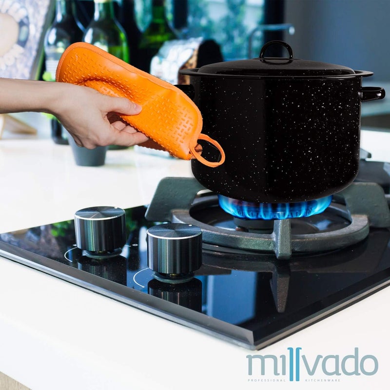 Millvado Granite 12 Qt Stockpot, Nonstick Soup Pot With Lid, Speckled Enamel Ware Cookware, Large Stock Pot For Boiling and Cooking, Big Granite Cooking Pot for Stovetop, Campfire, Outdoor Stove - Image 1