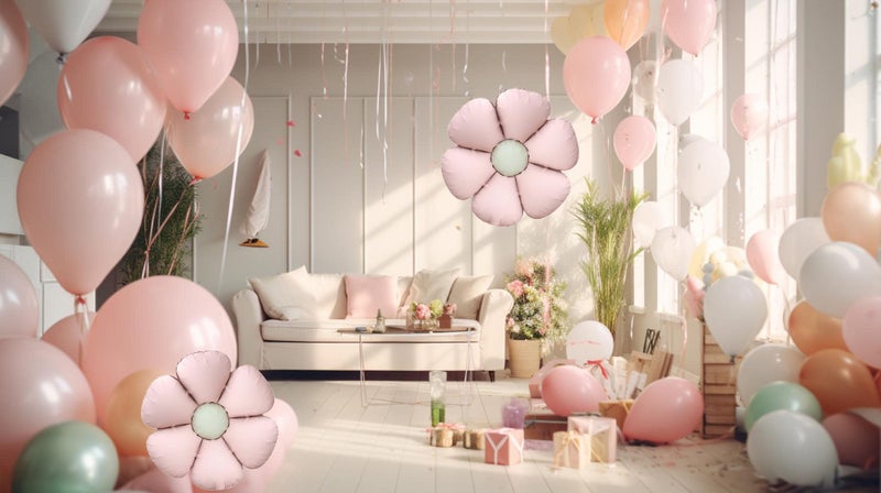 PLAP Flowers Birthday Party Balloons Daisies Happy Birthday Party Decorations (Pink) - Image 4
