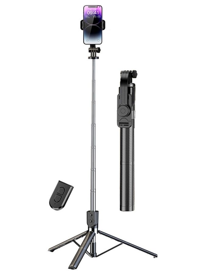 Eleish - Selfie Stick - 170cm Phone Selfie Stick Tripod with Remote Control Portable Rotate Phone Holder Extendable Tripod Stand Compatible with iPhone Android Smartphone - Image 1