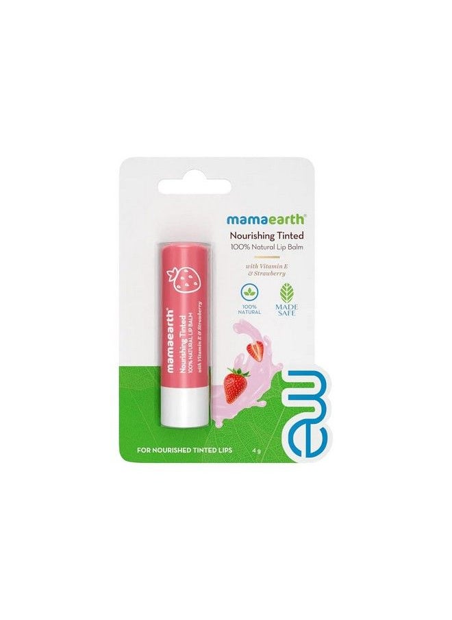 Mamaearth - Nourishing Lip Balm Tinted 100% Natural With Vitamin E And Strawberry 4 G - Image 1