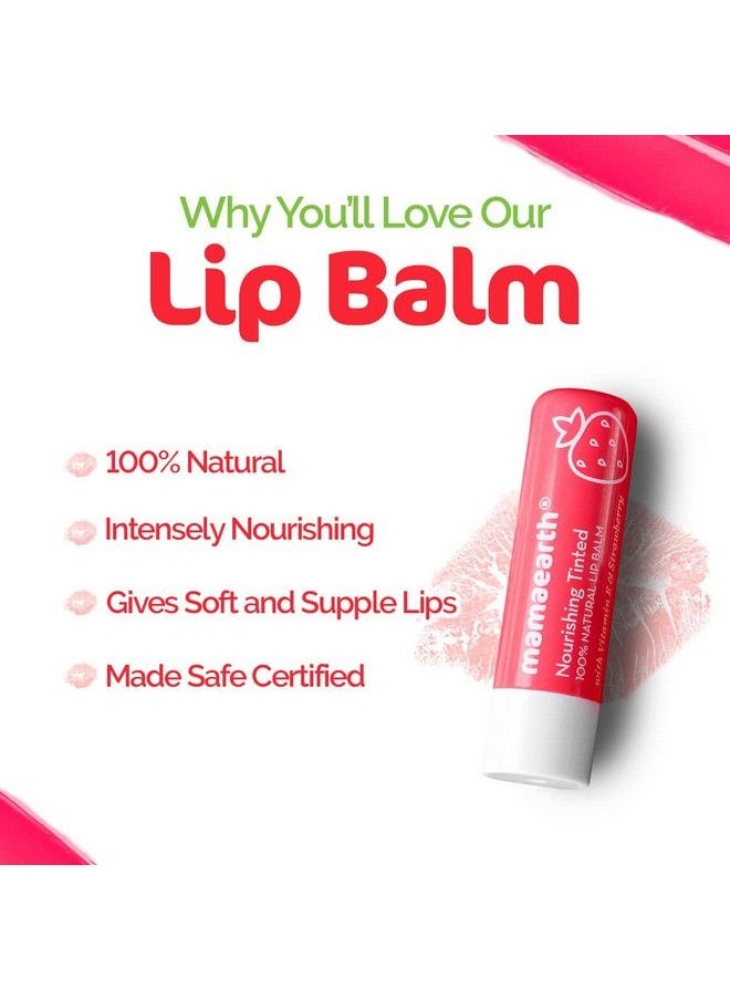 Mamaearth - Nourishing Lip Balm Tinted 100% Natural With Vitamin E And Strawberry 4 G - Image 1