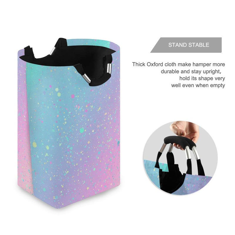 senya Large Storage Basket Collapsible Organizer Bin Laundry Hamper for Nursery Clothes Toys, Unicorn Background with Rainbow - Image 2