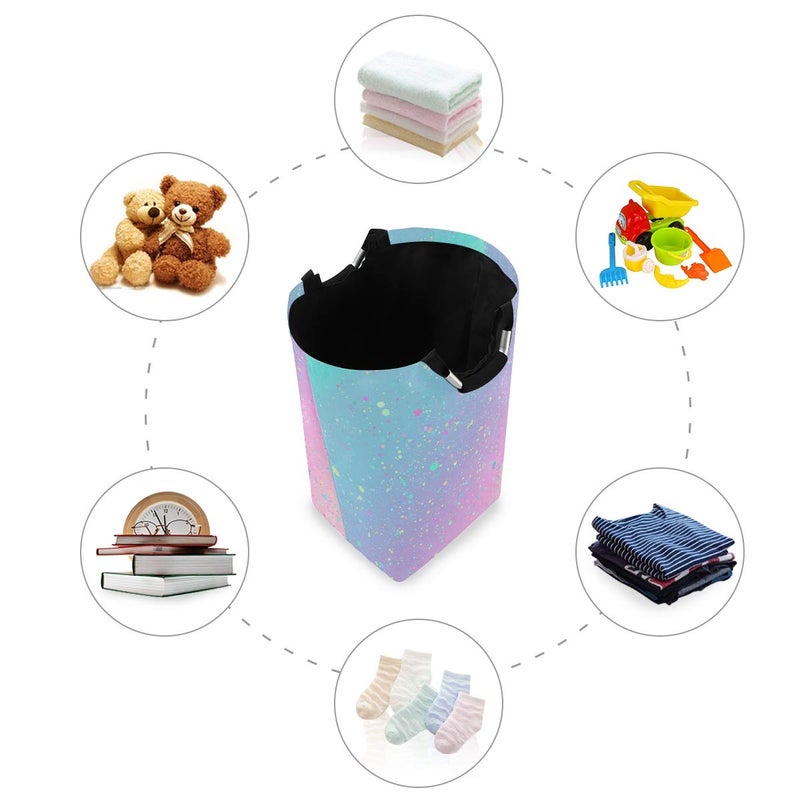 senya Large Storage Basket Collapsible Organizer Bin Laundry Hamper for Nursery Clothes Toys, Unicorn Background with Rainbow - Image 5