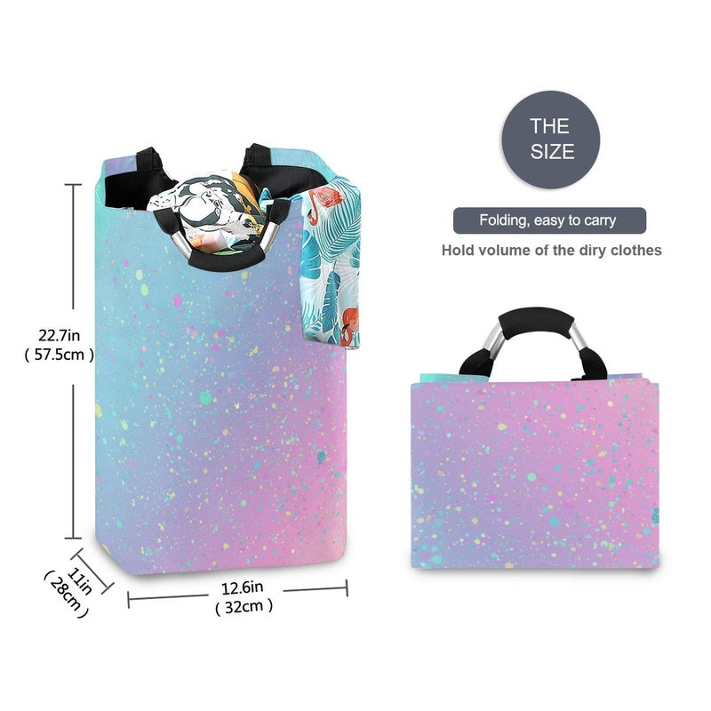 senya Large Storage Basket Collapsible Organizer Bin Laundry Hamper for Nursery Clothes Toys, Unicorn Background with Rainbow - Image 3