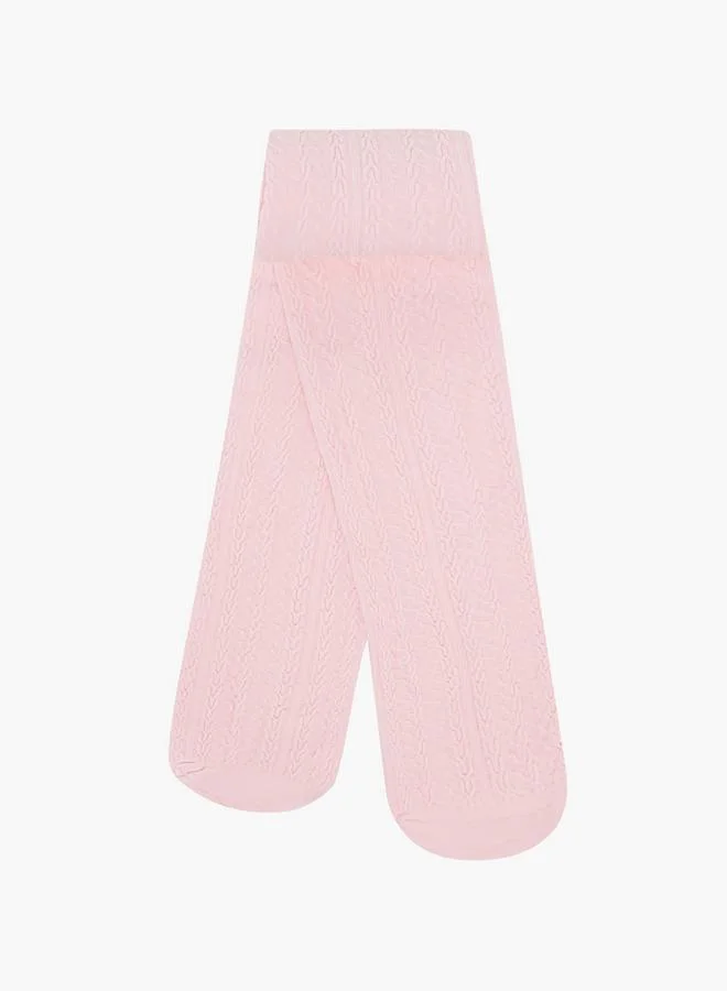 Flora Bella By Shoexpress Textured Tights with Elasticated Waistband - Set of 2