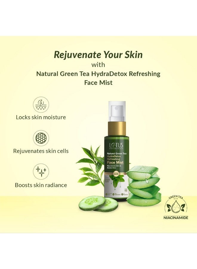 LOTUS BOTANICALS Natural Green Tea Hydradetox Refreshing Face Mist|Rejuvenates & Refreshes Skin|Boosts Glow|Tightens Pores|Prevents Acne & Pimples|Preservative Free|For All Skin Types|30G  - Image 3