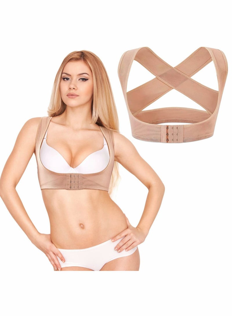 Y&D Back Correction Strap, Adjustable Hunched Posture Corrector Belt, Adult Upper Brace, Bra Chest Support Belt for Humpback Straight Holder Correction, Beige (1PCS Beige,L) - Image 1