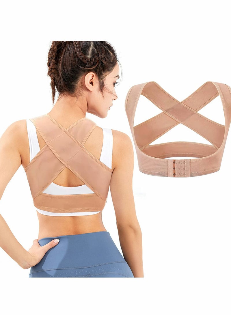 Y&D Back Correction Strap, Adjustable Hunched Posture Corrector Belt, Adult Upper Brace, Bra Chest Support Belt for Humpback Straight Holder Correction, Beige (1PCS Beige,L) - Image 5