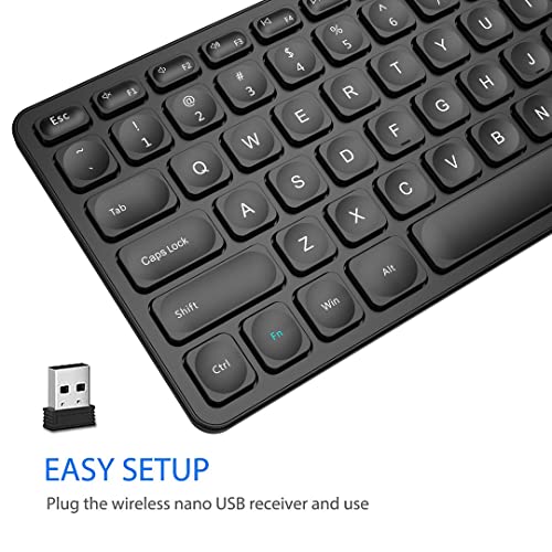 Arteck 2.4G Wireless Keyboard Ultra Slim Full Size Keyboard with Numeric Keypad and Media Hotkey for Computer/Desktop/PC/Laptop/Surface/Smart TV and Windows 10/8/ 7 Built-in Rechargeable Battery - Image 2
