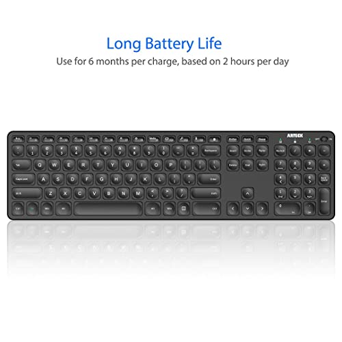 Arteck 2.4G Wireless Keyboard Ultra Slim Full Size Keyboard with Numeric Keypad and Media Hotkey for Computer/Desktop/PC/Laptop/Surface/Smart TV and Windows 10/8/ 7 Built-in Rechargeable Battery - Image 4