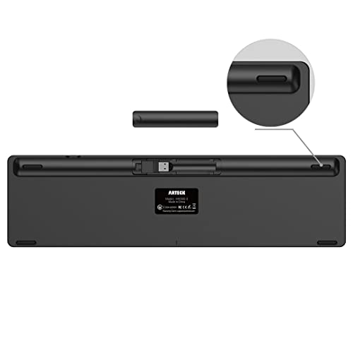Arteck 2.4G Wireless Keyboard Ultra Slim Full Size Keyboard with Numeric Keypad and Media Hotkey for Computer/Desktop/PC/Laptop/Surface/Smart TV and Windows 10/8/ 7 Built-in Rechargeable Battery - Image 5