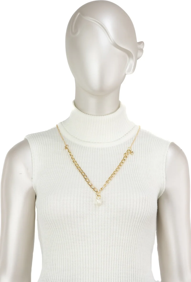 Oppland Women's Winter Knitted Knitwear Badi Sweater with Necklace Turtleneck Lycra