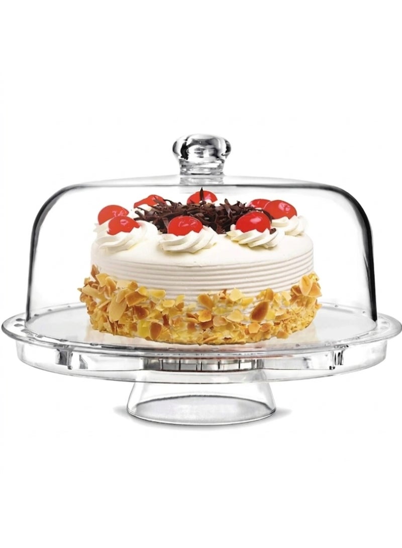 3-in-1 Acrylic Cake Stand Cake Plate with 12”Dome Multi-Function Serving Platter, Salad & P