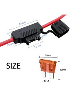 Generic Qizpcer 10 Gauge Fuse Holder - 10 AWG Inline Fuse Holder with 40 AMP ATC Blade Fuses (4pack)  - Image 2
