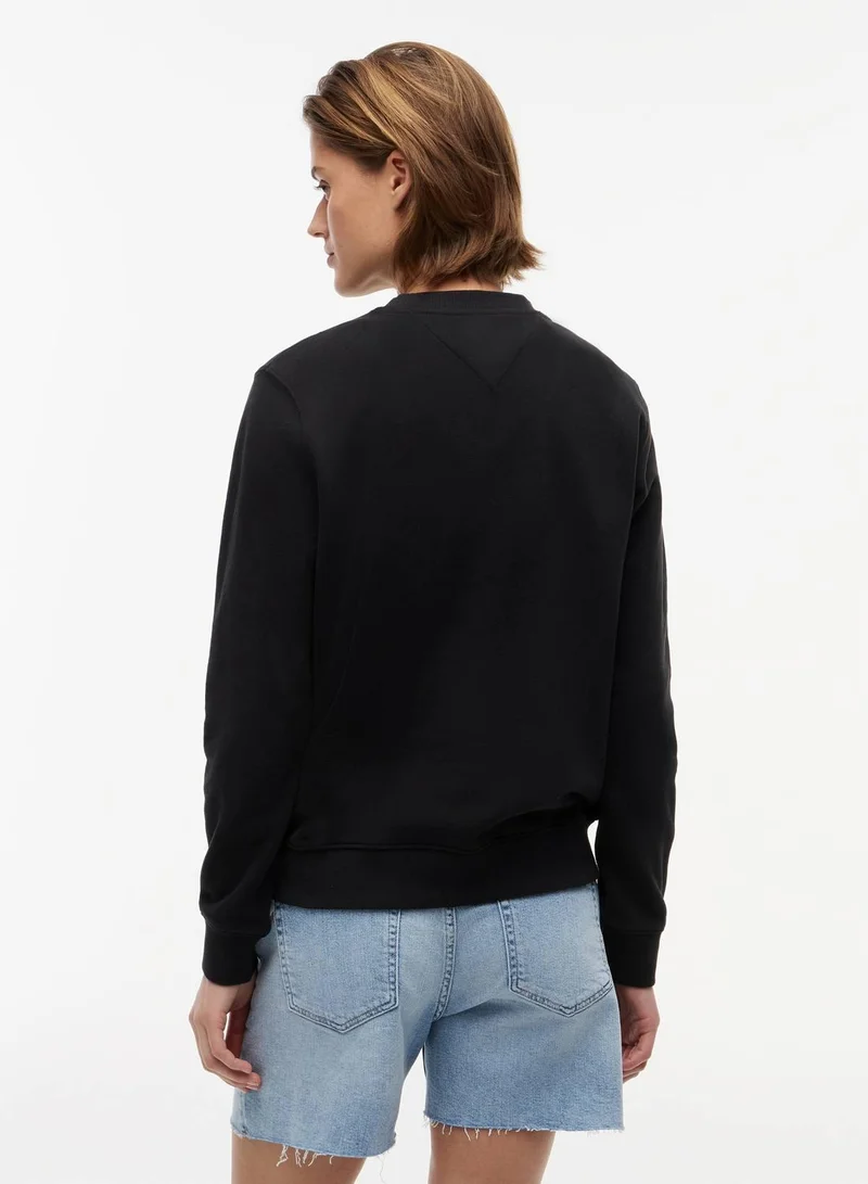 TOMMY JEANS Black Essential Crewneck Sweatshirt for Women | Best Price UAE